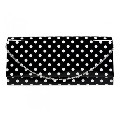 Evening Bag - 12 PCS - Glossy Polka Dots - Black - BG-92120B